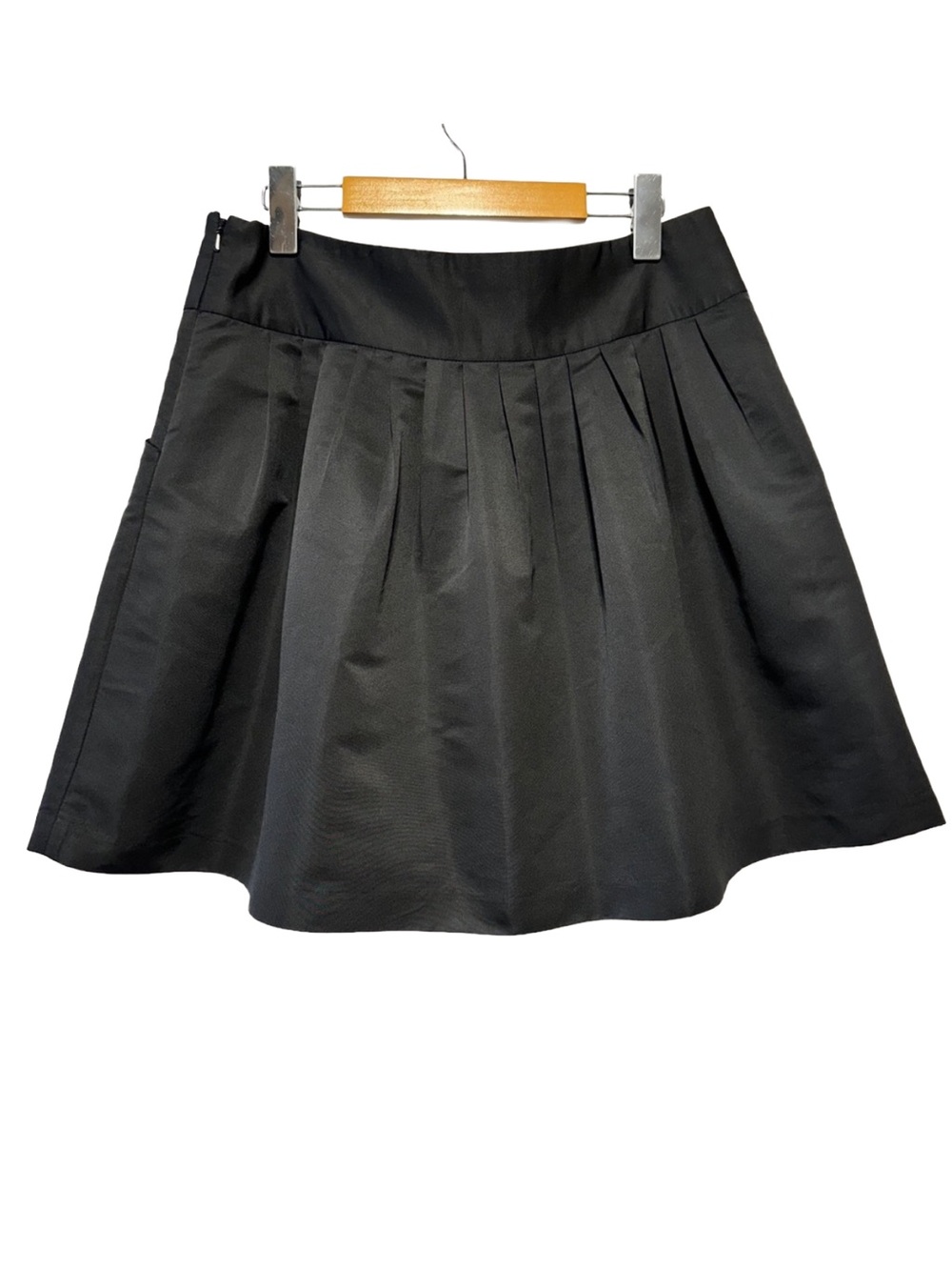 JACOB Black Satin Pleated Mini Skirt Coquette Rockabilly Goth Glam
